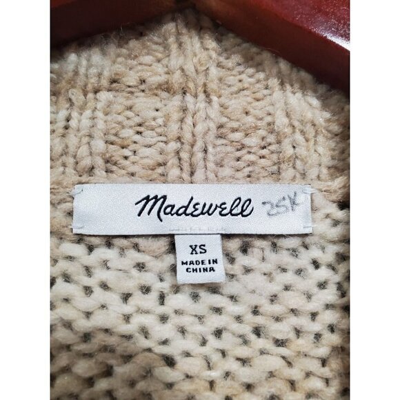 Madewell Wool Space-Dyed Long Oversized Cardigan Sweater Beige Pockets Womans XS - Picture 8 of 16